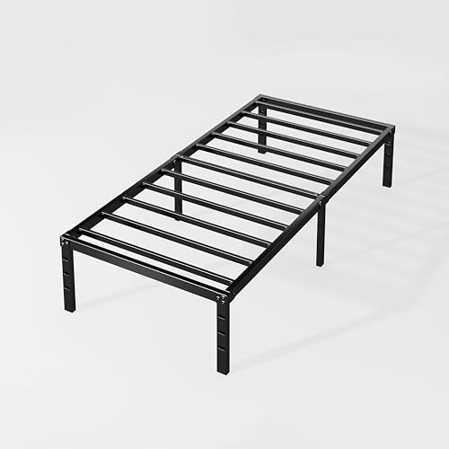 HLIPHA Metal Platform Bed Frame 18 Inch Tall,No Box Spring Needed,Twin Size Bed with Heavy Duty Strong Support Slats,Easy to Assemble,Black HLIPHA
