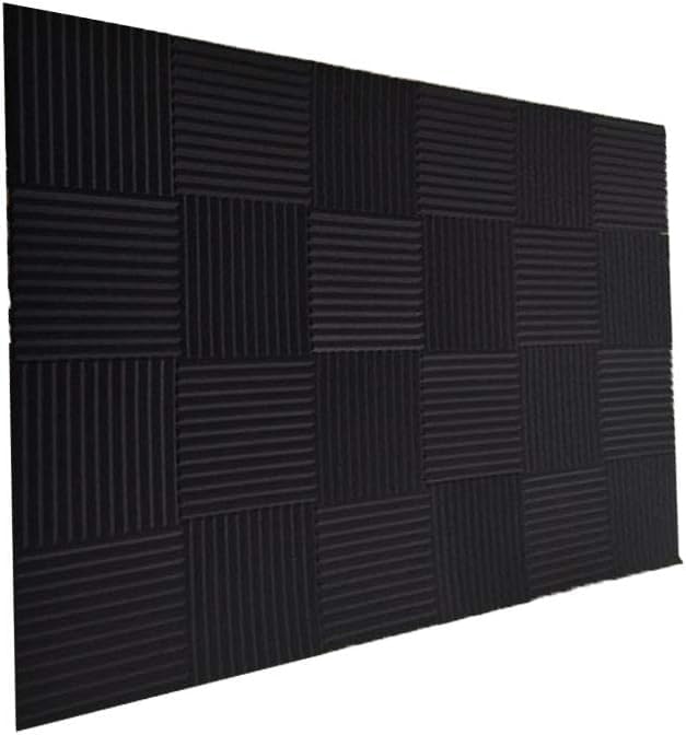 Burdurry 50 Pack Acoustic Panels Soundproof Studio Foam for Walls Sound Absorbing Panels Sound Insulation Wedge for Studio, 1" X 12" X 12" (Black) Burdurry