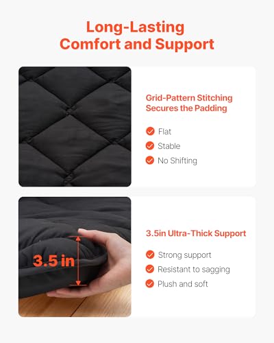 VEVOR 9-Layer Japanese Futon Mattress, 3.5" Thick Twin Tatami Mat, Foldable Roll Up Mattress for Sleeping with Storage Bag, Portable Floor Mattress for Camping Dormitory Yoga, Black VEVOR