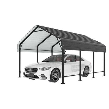 Shintenchi 12x15 FT Carport,Metal Carport with Enhanced Base, Oversized Garage Outdoor Galvanized Shelter,Heavy Duty Carports Canopy for Cars,Boats and Tractors Shintenchi