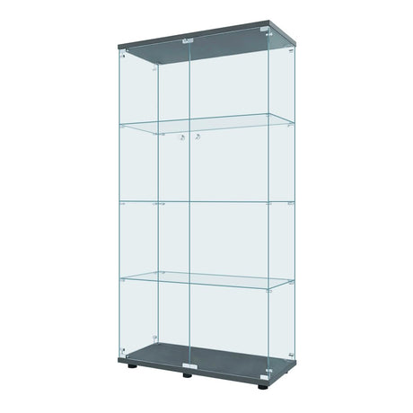 FYSHERAN Black Curio Glass Cabinet with 4 Shelves for Collectibles FYSHERAN