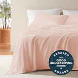 SLEEP ZONE Nanotex Super Soft Cooling King Bed Sheets Set for Kids 3 Piece - Easy Care Fitted Flat Sheet & Pillowcase Sets - Wrinkle Free,Fade Resistant,Deep Pocket 16",Rose Pink,King SLEEP ZONE
