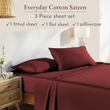 California Design Den Natural 100% Cotton Bed Sheets Twin Size Set - Soft Sateen Twin Sheets Set with 12" Pockets, Breathable and Durable Bedding for Dorm Rooms, College (Brick Red) California Design Den