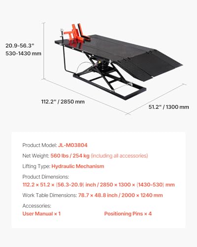 VEVOR Motorcycle Lift Table, 1500lbs Weight Capacity, Pneumatic Motorcycle Jack, 8.6-31 in Height Range, Heavy Duty Bike Repair Stand with Removable Workbench, Repair Platform for ATVs, Dirt Bike VEVOR
