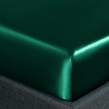 Homiest 4pcs Satin Sheets Set Luxury Silky Satin Bedding Set with Deep Pocket, 1 Fitted Sheet + 1 Flat Sheet + 2 Pillowcases (Queen Size, Blackish Green) Homiest