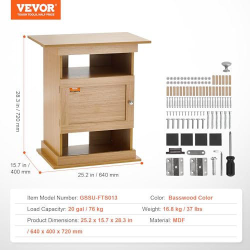 VEVOR Aquarium Stand, 20 Gallon Fish Tank Stand, 25.2 x 15.7 x 28.3 in MDF Turtle Tank Stand, 167.6 lbs Load Capacity, Reptile Tank Stand with Storage, Cabinet and Hardware Kit, Basswood Colo - WoodArtSupply