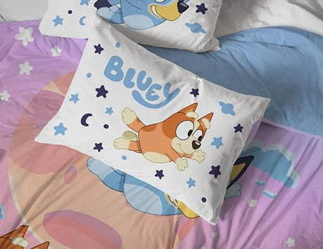 Jay Franco Bluey & Bingo Full Comforter Set - 7 Piece Bed Set Includes Sheet Set & Pillow Covers - Super Soft Clouds & Stars Kids Bedding Jay Franco