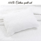 Cozy Line Home Fashions 100% Cotton Victorian Medallion Solid White Matelasse Embossed Bedding Quilt Set, Reversible Lightweight Bedspread, Coverlet for All Season (Blantyre - White, Queen - 3 piece) Cozy Line Home Fashions