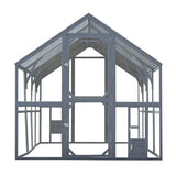 YOPTO 109.6'' Large Wood Chicken Coop Enclosures,Walk-in Poultry Cage, Chicken Run Pen Duck House with Waterproof and Anti-Ultraviolet Cover for Outdoor Farm Use Spire Roof, Grey YOPTO