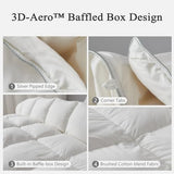 DWR Luxury Down Feather Fibers Comforter Full/Queen, Hotel-Style Fluffy Duvet Insert, Ultra-Soft Cotton Blend Fabric, High Fill Power 46oz Medium Weight for All Season(90x90, White) DWR