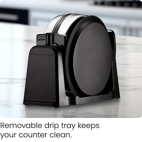 Chefman Rotating Belgian Waffle Maker, 180° Flip Iron w/ Non-Stick Plates, Adjustable Timer, Locking Lid, & Drip Plate, Space Saving Storage, Mess-Free Breakfast, Stainless Steel/Black Chefman