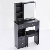 Montary 29.2" Small Size Vanity Desk with Drawers & Sliding Mirror, Cushioned Stool Included, Multi-Layer Storage, Hidden Compartments,Practical & Fashionable Dresser for Small Spaces,Black Montary