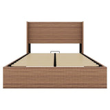Lift Up Storage Bed Queen Size, Queen Bed Frame with Headboard and Lift Storage System, Wood Headboard with Wing-Back and Convex Groove Board Design Bellemave