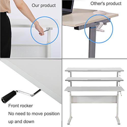 New Ergonomics Standing Desk Computer Workstation, Manual Height Adjustable Standing Desk and Sit Stand Workstation, with Heavy Duty Steel Frame and Crank System for Optimal Comfort and Productivity Bigacc
