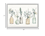 Stupell Industries Bottles and Plants Farm Wood Textured, Design by Anne Tavoletti Wall Art, 11 x 14, Multi-Color for Living Room, Grey Framed Stupell Industries