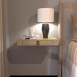 Bloddream Floating Shelf with Drawer, Nightstand for Bedroom - 16'' Wall Shelf, White Floating Shelf with Storage, Floating Bedside Table (Natural) Bloddream