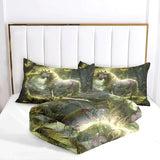 Ydtwnyq Bedding Twin Size Comforter Set Lightweight for Summer Duvet Set Green 3 Pieces (1 Quilt and 2 Pillowcases) Ethereal Single Horn Horse Quilt for Kids Adults Ydtwnyq