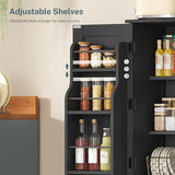 TEENFON Storage Cabinet with 4 Doors, Kitchen Cabinet with 6 Door Shelves, Kitchen Pantry for Living Room, Dining Room, Bathroom, Black TEENFON