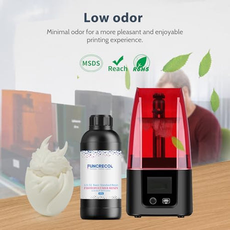 FUNCRECOL 3D Printer Resin, 16K Upgraded Standard Photopolymer Resin, 405nm Fast UV-Curing Low Odor High Precision 3D Printing Resin for LCD/DLP/MSLA 3D Printer, 16K White 1000g FUNCRECOL