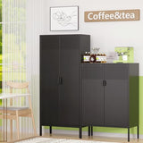 Ustamio 61 Inches Metal Storage Cabinet with Doors and Shelves, 4 Tier Kitchen Pantry Cabinet, Metal Cabinet for Home Office, Dinning Room, Laundry Room, Living Room, Bathroom and Utility Room (Black) Ustamio