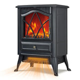 KINSING Freestanding Electric Fireplace Stove Heater, 1500W with Realistic 3D LED Flame Effect, Adjustable Brightness & Thermostat, 2 Heat Settings, Overheat Protection, for Home Indoor Use KINSING