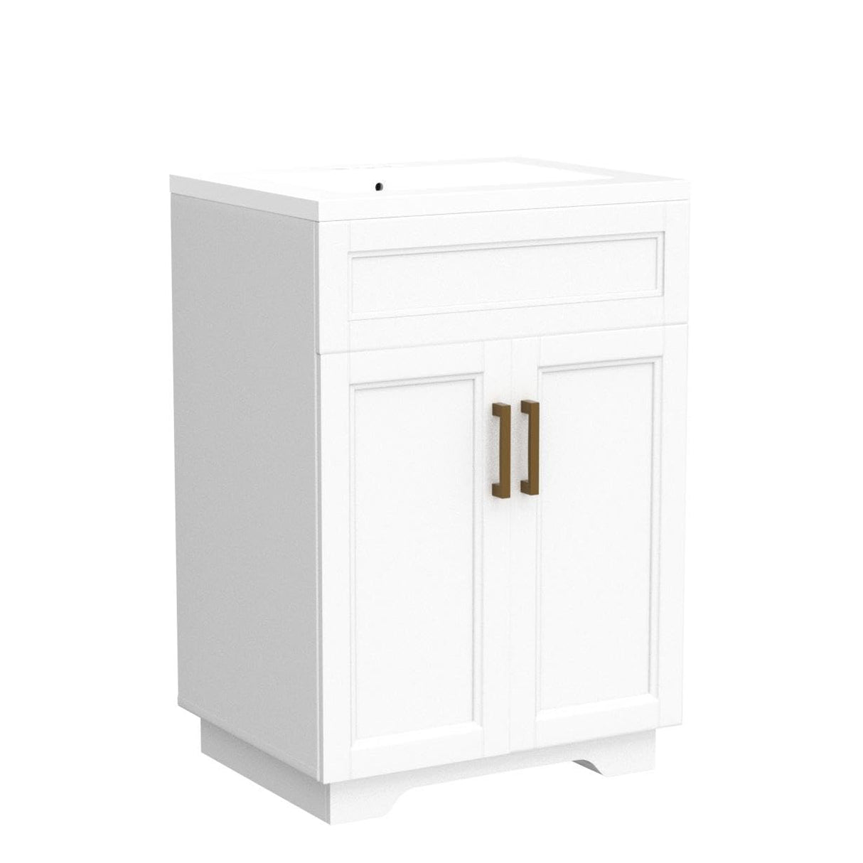 OLD CAPTAIN Bathroom Vanity with Ceramic Sink, Wooden Double Door Bathroom Storage Vanity with 24 Inch, Small Quick Assembly Bathroom Cabinet OLD CAPTAIN