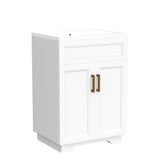 OLD CAPTAIN Bathroom Vanity with Ceramic Sink, Wooden Double Door Bathroom Storage Vanity with 24 Inch, Small Quick Assembly Bathroom Cabinet OLD CAPTAIN