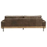 Acme Silchester Leather Sofa in Oak and Distress Chocolate Acme