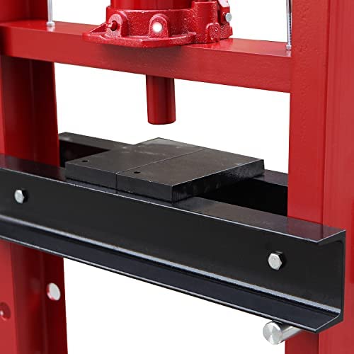 BIG RED ATY20011R Torin Steel H-Frame Hydraulic Garage/Shop Floor Press with Stamping Plates, 20 Ton (40,000 lb) Capacity, Red - WoodArtSupply