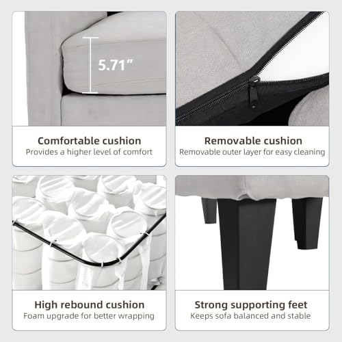 Trygoal Small L Shape Couch, 3 Seat Convertible Couch with Ottoman, Convertible Sleeper Sofa Bed with Reversible Chaise, Sectional Couches for Living Room Trygoal