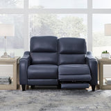 Signature Design by Ashley Mercomatic Contemporary Leather Match Wall Hugger Power Reclining Loveseat with Adjustable Headrest and USB Ports, Blue Signature Design by Ashley