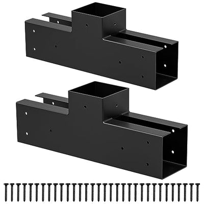 Wilkblck Woodwork Pergola Kit - Elevated Wood Stand T Brackets - Modular Sizing Pergola Brackets Hardware for 4 x 4 Lumber, 2 Pack