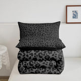 Manfei African Cheetah Wildlife Bed Comforter Set Queen Size Black Wild Animal Skin Super Soft Microfiber Bedding Set for Adults Teens Leopard Print Comforter Set 2 Pillowcases Manfei