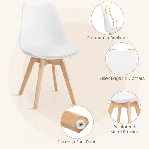 Tangkula Round Dining Table Set for 4, Kitchen Table Set with Padded Seat & Solid Wood Legs, Round Kitchen Table and Chairs for Small Space, Black (White) Tangkula