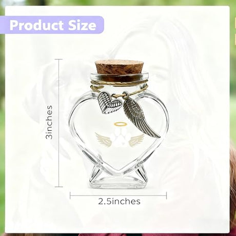 Chowsie Loss of Dog Cat Pet Sympathy Gift, Memorial Bottle for Pet Hair, Pet Fur Keepsake, Heart-Shaped Glass Memorial Bottle, Dog Hair Keepsake, Dog Memory Memorial Keepsake Chowsie