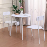 walsport Round Dining Table Set for 2, Wood Tabletop with Strong Metal Frame, Modern Dinette with Chairs for Kitchen,White walsport