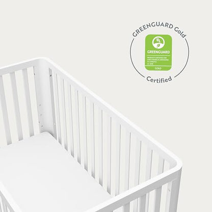 Storkcraft Santos 3-in-1 Convertible Crib (White with Natural) – GREENGUARD Gold Certified, Fits Standard Crib Mattress, Converts to Toddler Bed, - WoodArtSupply