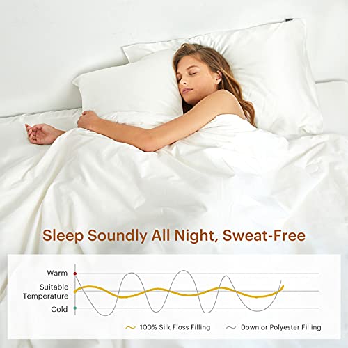 LilySilk All Season Silk Comforter/Duvet/Quilt, 100% Silk Floss Filling with 100% Cotton Cover (Twin(67x87 Inch,Silk Weight:1.25kg) LilySilk