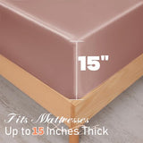 NSGZ 2 Pcs Satin Fitted Sheet and Pillowcase Set, Twin Silky Bottom Bedsheet Fit up to 15 Inch Deep Pocket Mattress, Champagne Soft Satin Bedding Includes 1 Fitted Sheet and 1 Pillowcases NSGZ