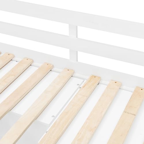 Ball & Cast Twin Size Bunk Bed with Hydraulic Bed & Storage Area,Wood Loft Beds w/Drawers and Wardrobe,Shelves,Space-Saving Bedframe w/Ladder,Full-Length Guardrail,for Apartment,Bedroom,White Ball & Cast