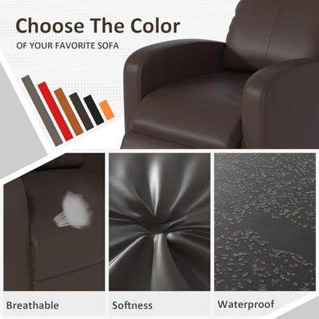 MKDLUFEI Massage Recliner Chair, Single Sofa Chair with Remote Control, Adult Chair Recliner, Living Room Recliners with Pu Leather Push Back Backrest, Brown MKDLUFEI
