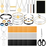 Quelay 47 Pcs Laser Engraving Blanks Jewelry Blanks for Laser Engraving Include Necklace Bracelet Ring Keychain Pendant with Scissors Marking Paper for Gift Making DIY Crafting Supplies Quelay
