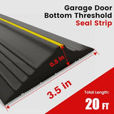 20Ft Universal Garage Door Bottom Threshold Seal Strip with 2 A-dhesives, Weatherproof Rubber DIY Weather Stripping Replacement, Black PETOX