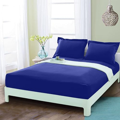 Mocassi Queen Fitted Sheet - Deep Pocket Cooling Sheets up to 16 inch - Hotel Luxury 1800 Premier - Softest Sheets - Wrinkle Resistant - 1 Single Bottom Fitted Sheet, Queen, Imperial Blue