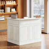 Tribesigns Reception Desk with Storage Shelves, L-Shaped Modern Front Desk, Reception Counter Table for Small Office, Salon, Checkout, White Tribesigns