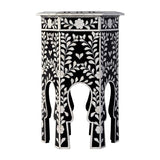 Butler Specialty Company Amaya 16" W Hexagon Bone Inlay Side Table- Black-White Butler Specialty Company