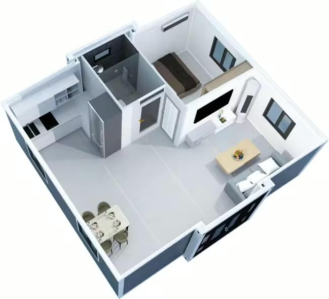 20/30/40 FT Luxury Prefab Mobile Home, 4 Bedrooms, 1 Bathroom, Expandable Container Homes (30FT w/Solar) - WoodArtSupply