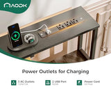 AODK 55 Inch Gaming Desk with Power Outlets & LED Light, Reversible Computer Desk with File Cabinet and Fabric Drawer, Office Desk with Keyboard Tray, Table with Full Monitor Riser and PC Stand, Black AODK