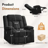 Korser Rocker Recliner Chair for Adults, 360° Swivel Rocker Recliner with Massage and Heating, Nursery Rocking Chairs with Side Pockets, Manual Reclining Chair for Living Room, Bedroom or Nursery