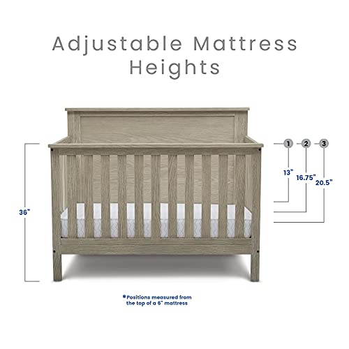 Delta Children Middleton 4-in-1 Convertible Baby Crib, Textured Limestone - WoodArtSupply